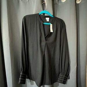 NWT Chico's Black blouse with chain detail size 3 (16)